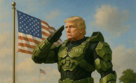 Donald Trump jako Master Chief, bohater legendarnej serii gier „Halo”. Mem zamieszczony na platformi