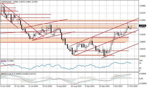 Wykres dzienny USDPLN
