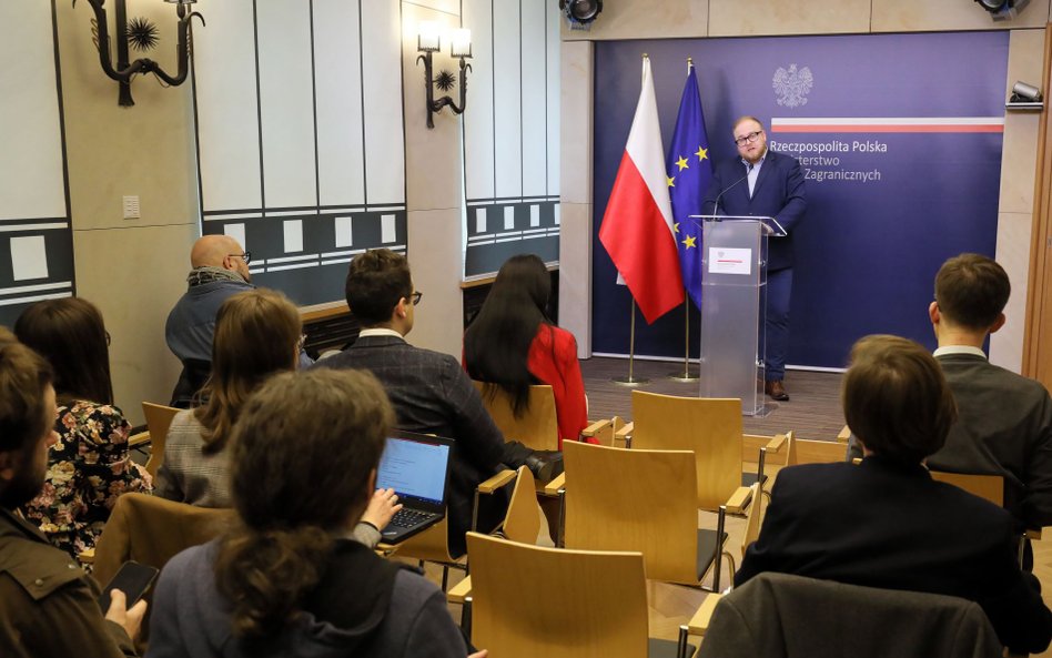 Konferencja prasowa rzecznika MSZ, Łukasza Jasiny