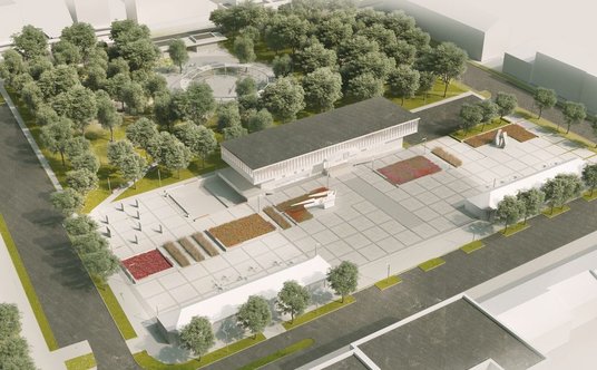 Koncepcja urbanistyczno-architektoniczna rewitalizacji Placu Wolności w Biłgoraju - widok na plac z 