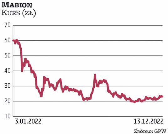 Za akcję Mabionu trzeba obecnie zapłacić 23 zł, czyli ponad 60 proc. mniej niż na początku roku. Wsp