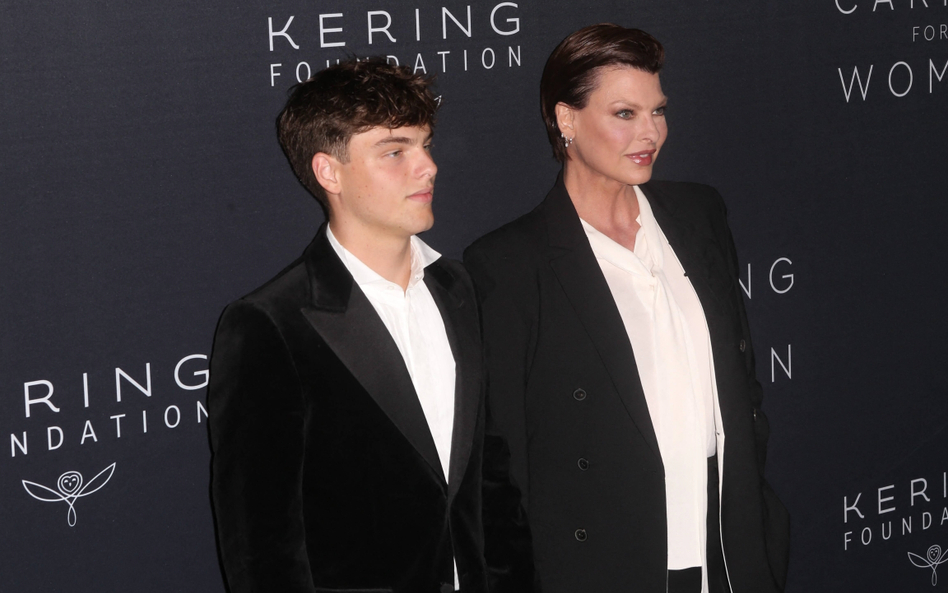 Linda Evangelista z synem Jamesem Augustinem Evangelistą