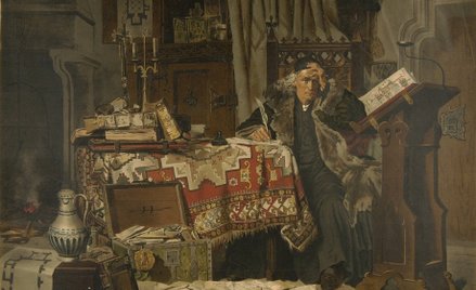 Jan Długosz piszący ,,Roczniki, czyli kroniki słynnego Królestwa Polskiego" – obraz Antoniego Gramat