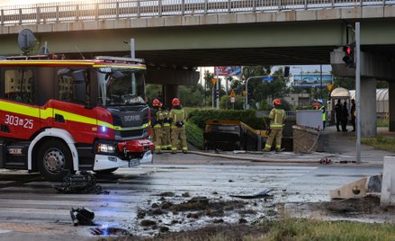 Miejsce wypadku w rejonie Ronda Zesłańców Syberyjskich w Warszawie, 5 lipca