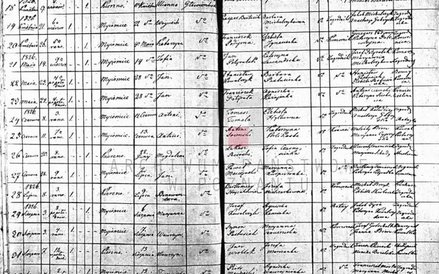 Strona z księgi parafialnej z metryką chrztu Stefana Zabłockiego, jego akt ślubu z Katarzyną Zajkows