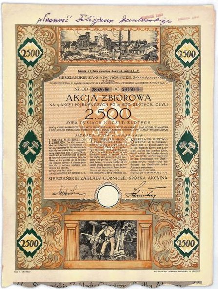 Od 300 zł licytowana będzie akcja Sierszańskich Zakładów Górniczych.