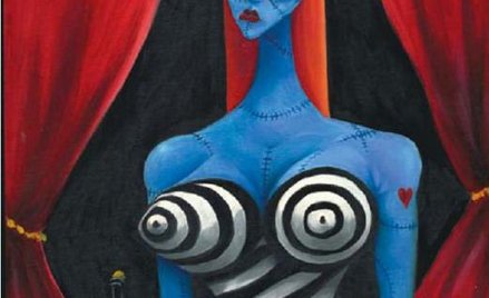 Tim Burton „Blue Girl with Wine”, ok. 1997, kolekcja prywatna © 2011 Tim Burton, dzięki uprzejmości 