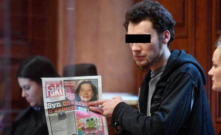 Karl P. na sali Sądu Okręgowego w Warszawie - zdjęcie zrobione w pierwszym dniu procesu