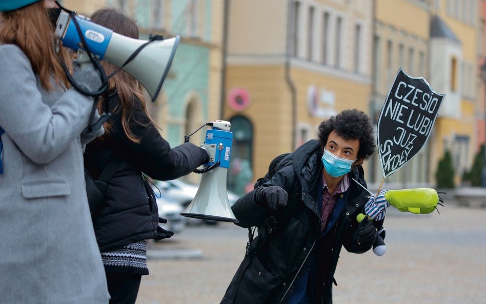 Wrocławscy studenci protestujący przeciw ministrowi edukacji i nauki, 9 grudnia 2020 r.