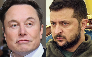 Przedsiębiorca Elon Musk i prezydent Ukrainy Wołodymyr Zełenski