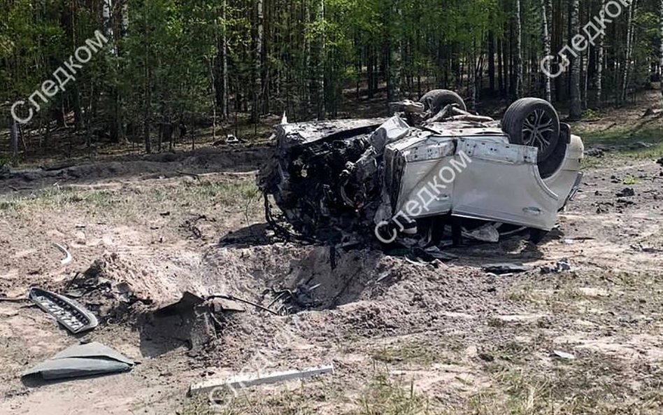 Miejsce eksplozji samochodu pisarza Zachara Prilepina