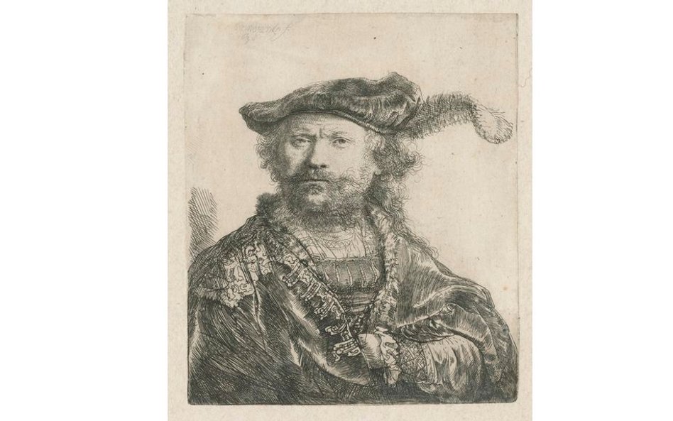 Autoportret Rembrandta w aksamitnym berecie z piórem