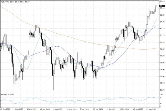 Notowania ropy naftowej WTI – dane dzienne