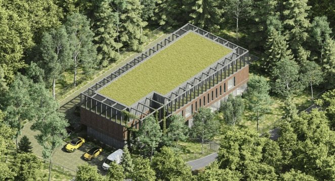 Dwupiętrowy budynek powstanie na granicy leśnych działek. Zapowiada się prosta, ale elegancka bryła.