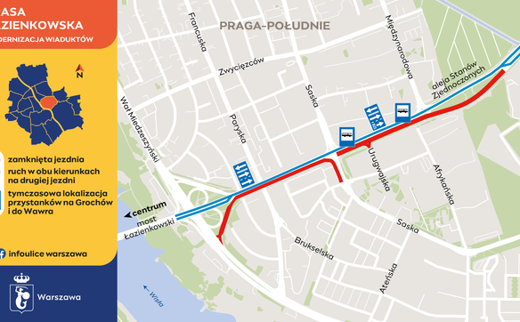 Zmiany w ruch na Trasie Łazienkowskiej odetną ulicę Urugwajską