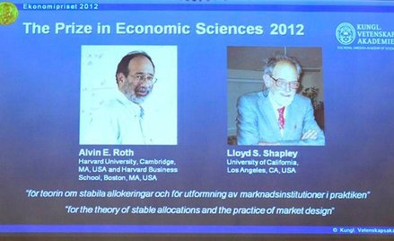 Roth i Shapley laureatami ekonomicznego Nobla