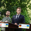 Prezydent Ukrainy Wołodymyr Zełenski, prezydent Francji Emmanuel Macron i kanclerz Niemiec Olaf Scho