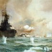 Okręty liniowe w bitwie jutlandzkiej, mal. Montague Dawson, lata 30. XX w.