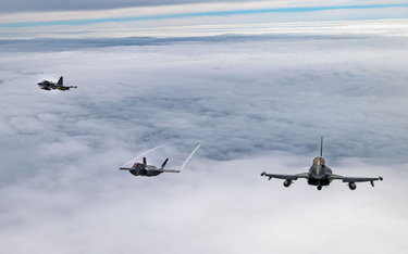 Brytyjski eurofighter Typhoone i czeskie myśliwce Gripens podczas wspólnych ćwiczeń