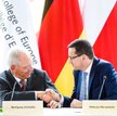 Wolfgang Schäuble i Mateusz Morawiecki podczas debaty o przyszłości Europy w Warszawie, 25 czerwca 2