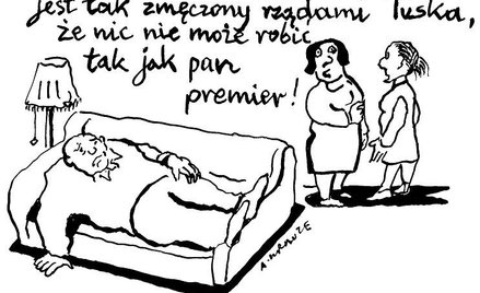 Komentarz rysunkowy. Zmęczony rządami Tuska