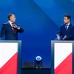 Karol Nawrocki i Rafał Trzaskowski podczas debaty kandydatów na prezydenta RP