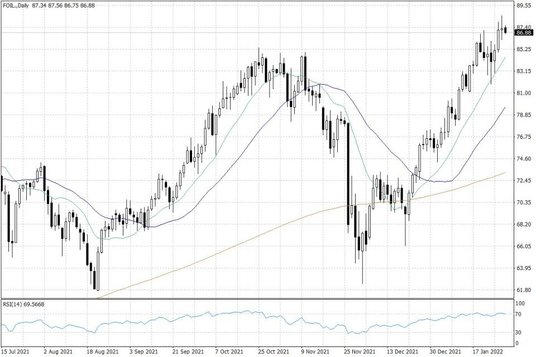 Notowania ropy naftowej WTI – dane dzienne