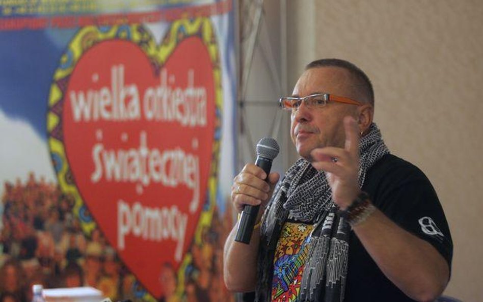 Jurek Owsiak na konferencji prasowej przed XVII Finałem WOŚP