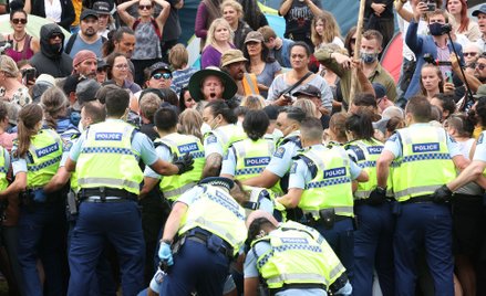 Protest przed parlamentem Nowej Zelandii