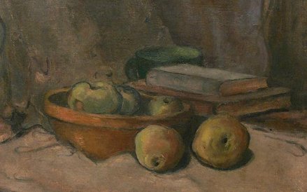 Martwa natura z jabłkami i książkami, lata 1900–1906 - Władysław Ślewiński