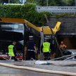 Miejsce wypadku w rejonie Ronda Zesłańców Syberyjskich w Warszawie.  Autobus linii 186 miał najpierw