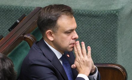 Minister finansów Andrzej Domański podczas debaty budżetowej w Sejmie