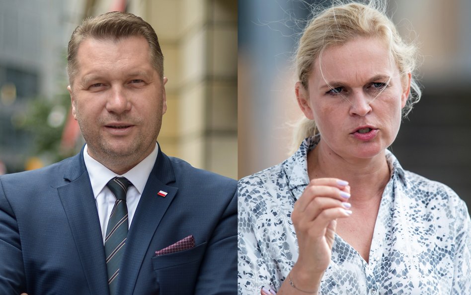 Minister edukacji i nauki Przemysław Czarnek; posłanka KO Barbara Nowacka