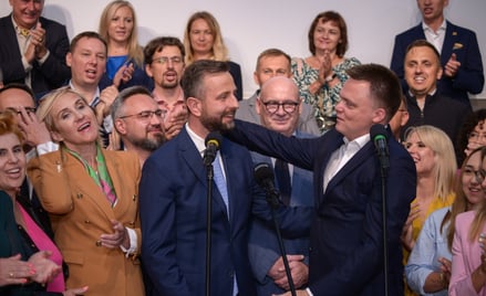 Władysław Kosiniak-Kamysz i Szymon Hołownia podczas konferencji prasowej