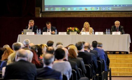 Od lewej: Krzysztof Wojtaszek, Piotr Raczkowski, Maria Żelichowska-Błażowska, Jan Futro podczas Zebr