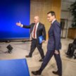 Ministrowie finansów: Francji Michel Sapin, Polski Mateusz Morawiecki i Niemiec Wolfgang Schaeuble