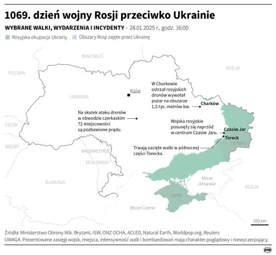 Tak wyglądała sytuacja na froncie 28 stycznia