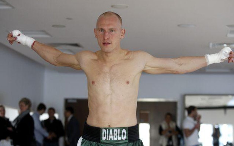 Krzysztof "Diablo" Włodarczyk podczas dzisiejszego treningu w hotelu Hilton