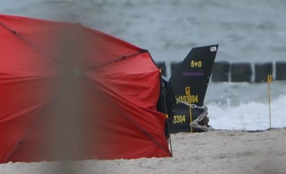Wojskowy bezzałogowiec na plaży w Rusinowie, 14 września