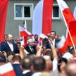 Liderzy partii tworzących Zjednoczoną Prawicę i premier Mateusz Morawiecki na wiecu w Bogatyni