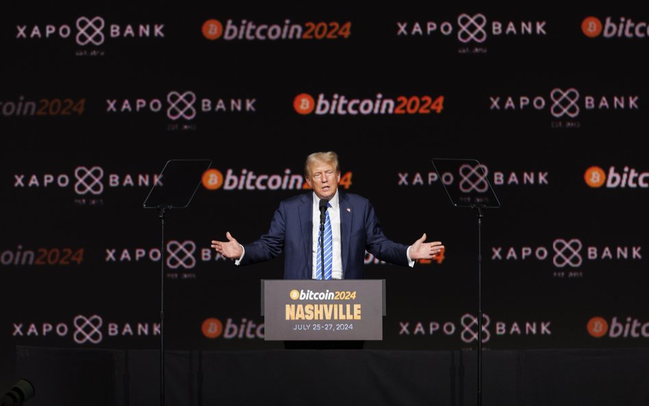 Donald Trump przemawia na konferencji Bitcoin 2024 w Nashville w stanie Tennessee