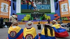 Kibice Kolumbii oglądają mecz grupy G turnieju piłkarskiego Mistrzostw Świata 2026 pomiędzy Belgią a