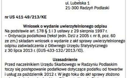 Wzór wniosku o wydanie uwierzytelnionych odpisów