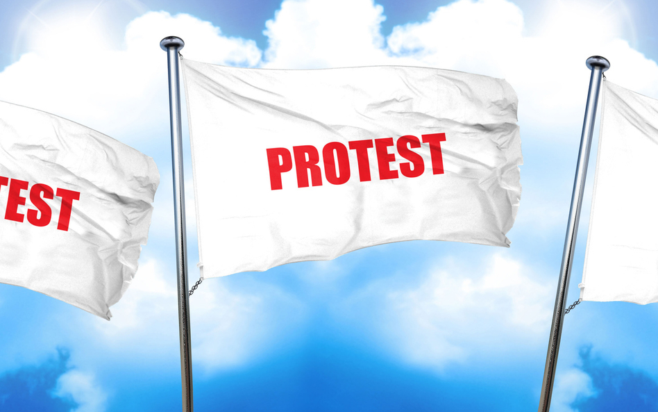 Protest Ruchu Sprawiedliwości Społecznej m.in. przeciwko niepłaceniu wynagrodzeń