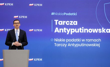 Premier Mateusz Morawiecki podczas konferencji prasowej