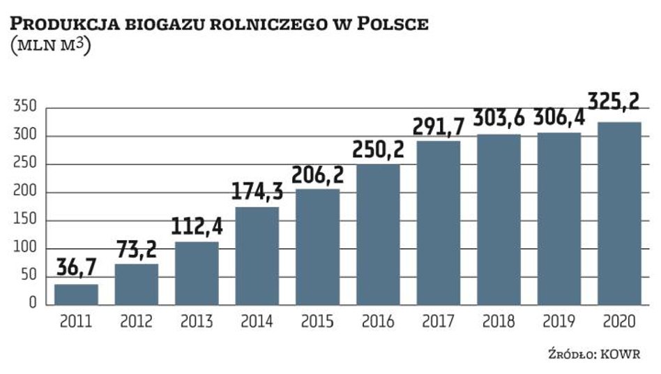 Produkcja biogazu rolniczego w Polsce od wielu lat systematycznie rośnie. W latach 2011–2016 kilkudz