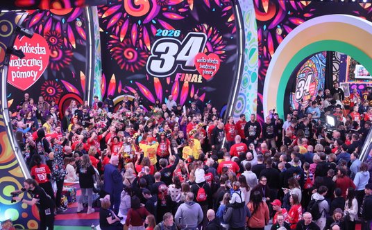 Studio telewizyjne WOŚP na błoniach Stadionu Narodowego w Warszawie