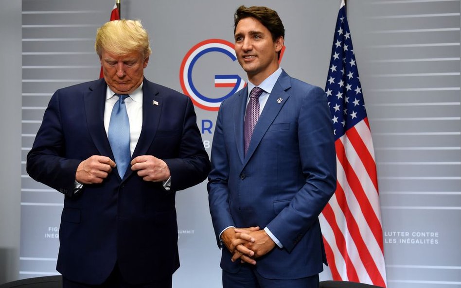 Premier Kanady Justin Trudeau i prezydent USA - Donald Trump