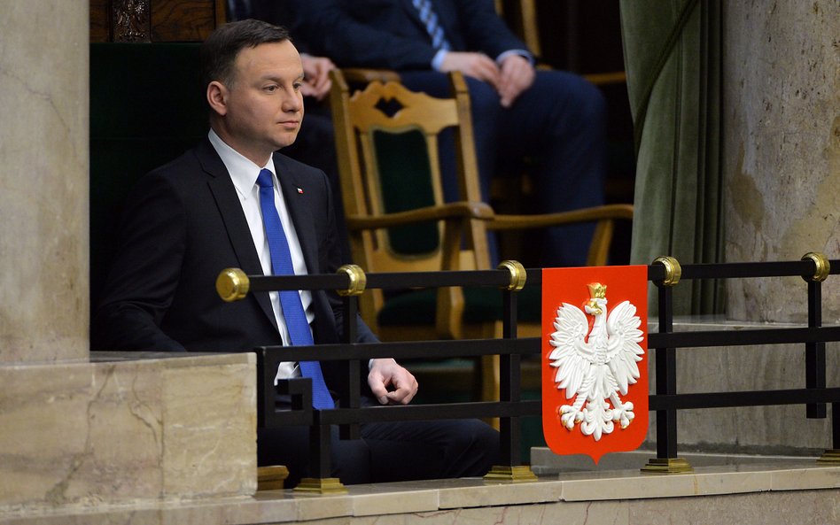 Prezydent Andrzej Duda podczas posiedzenia Sejmu