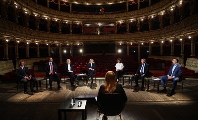 Kandydaci na prezydenta Krakowa (L-P): Michał Klimek, Michał Drewnicki, Monika Piątkowska, Aleksandr